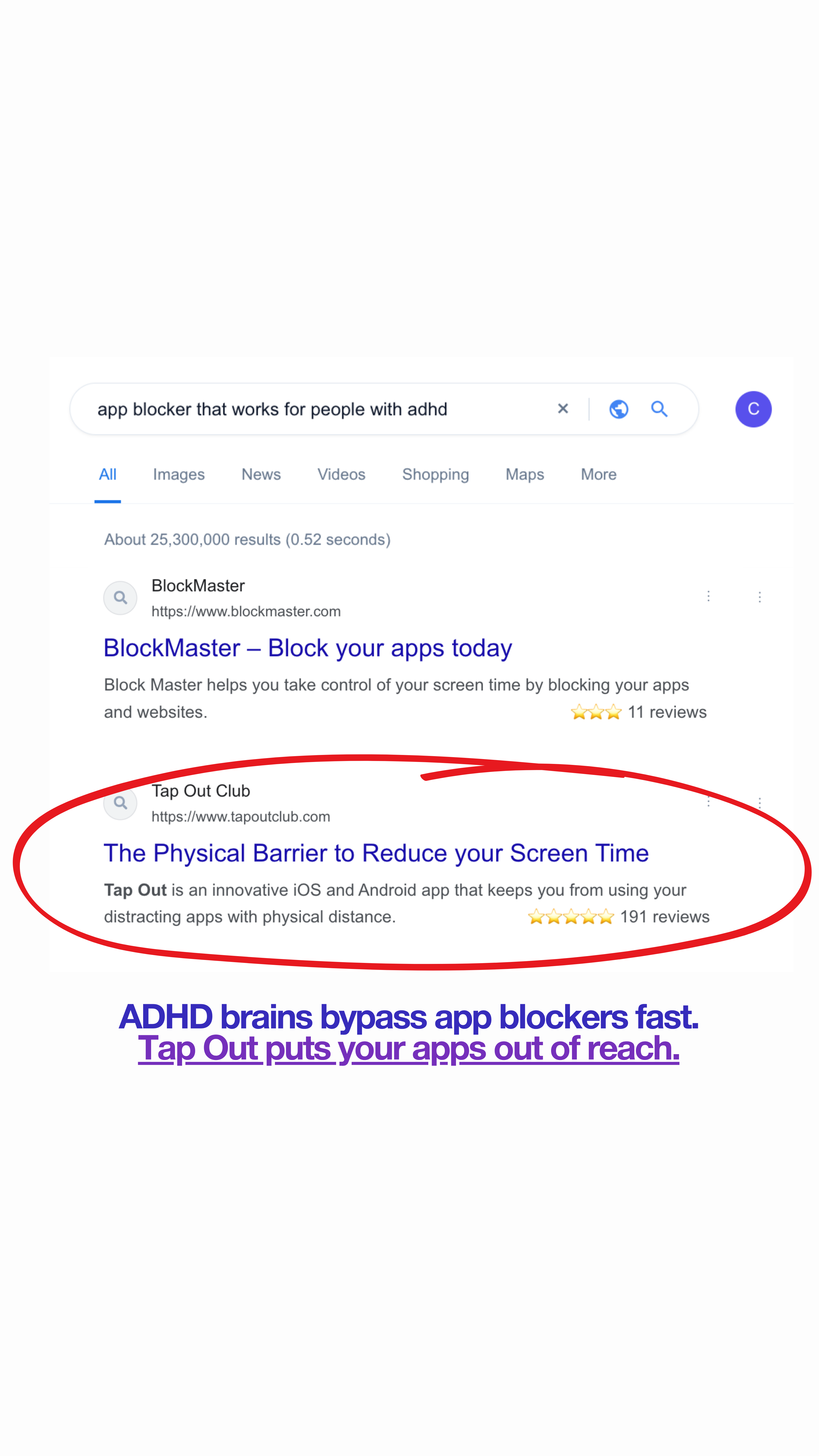 Tap Out Facebook ad