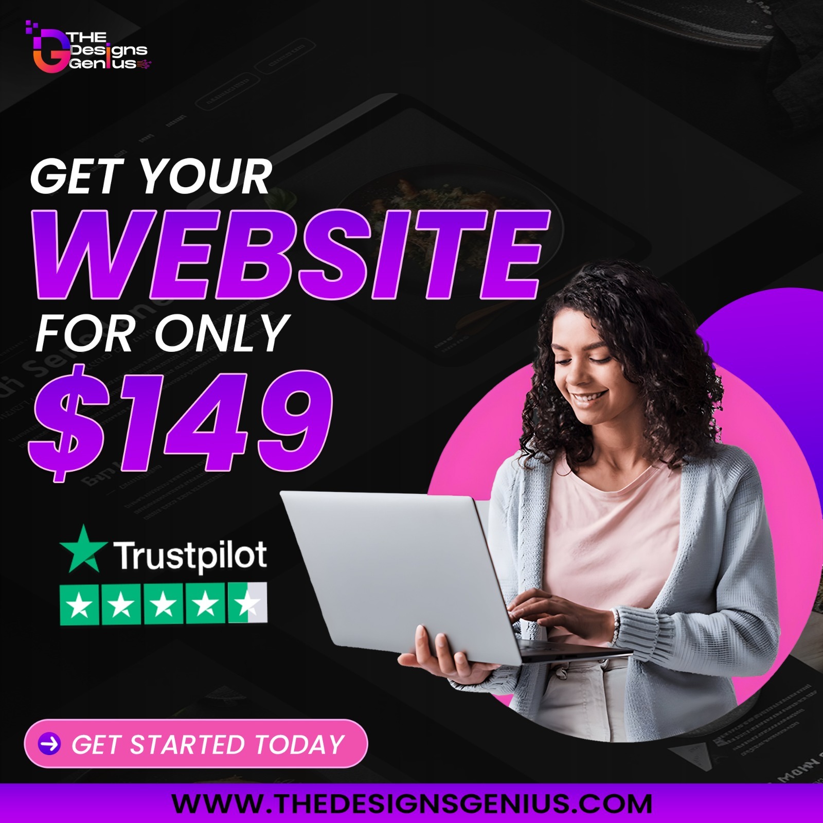 The Designs Genius Facebook ad: Professional Website $149 Only