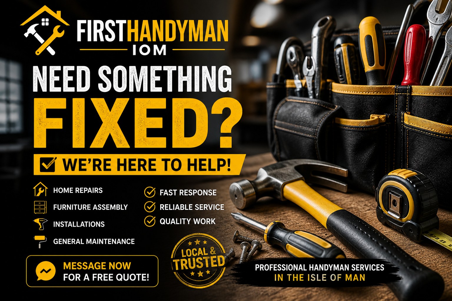 Firsthandyman Iom Facebook ad: Available Today, Handyman Services in Isle of Man!