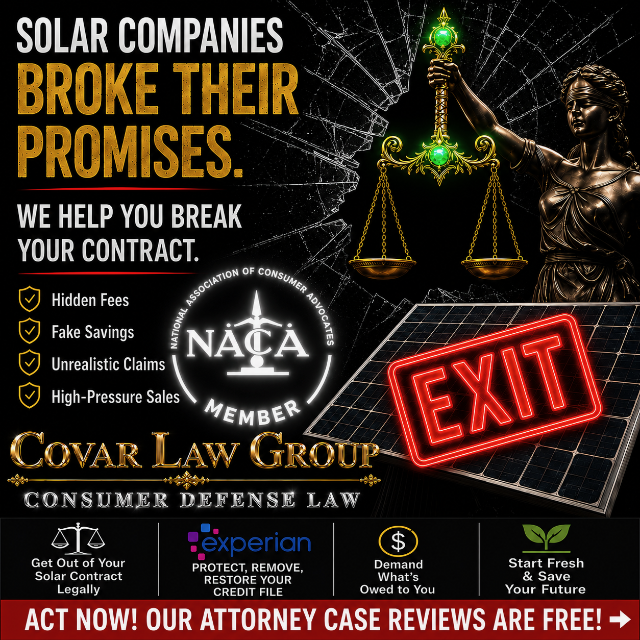 Covar Law Solar Exits Facebook ad