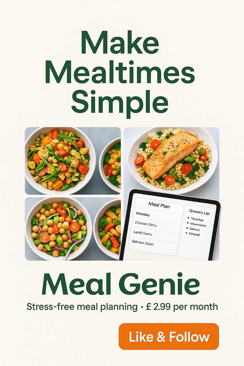 Meal Genie Facebook ad: AI-powered personalised meal planning with 1,000+ global…