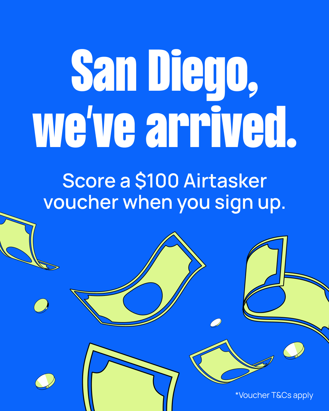 Airtasker US Facebook ad: $100 Airtasker voucher for you
