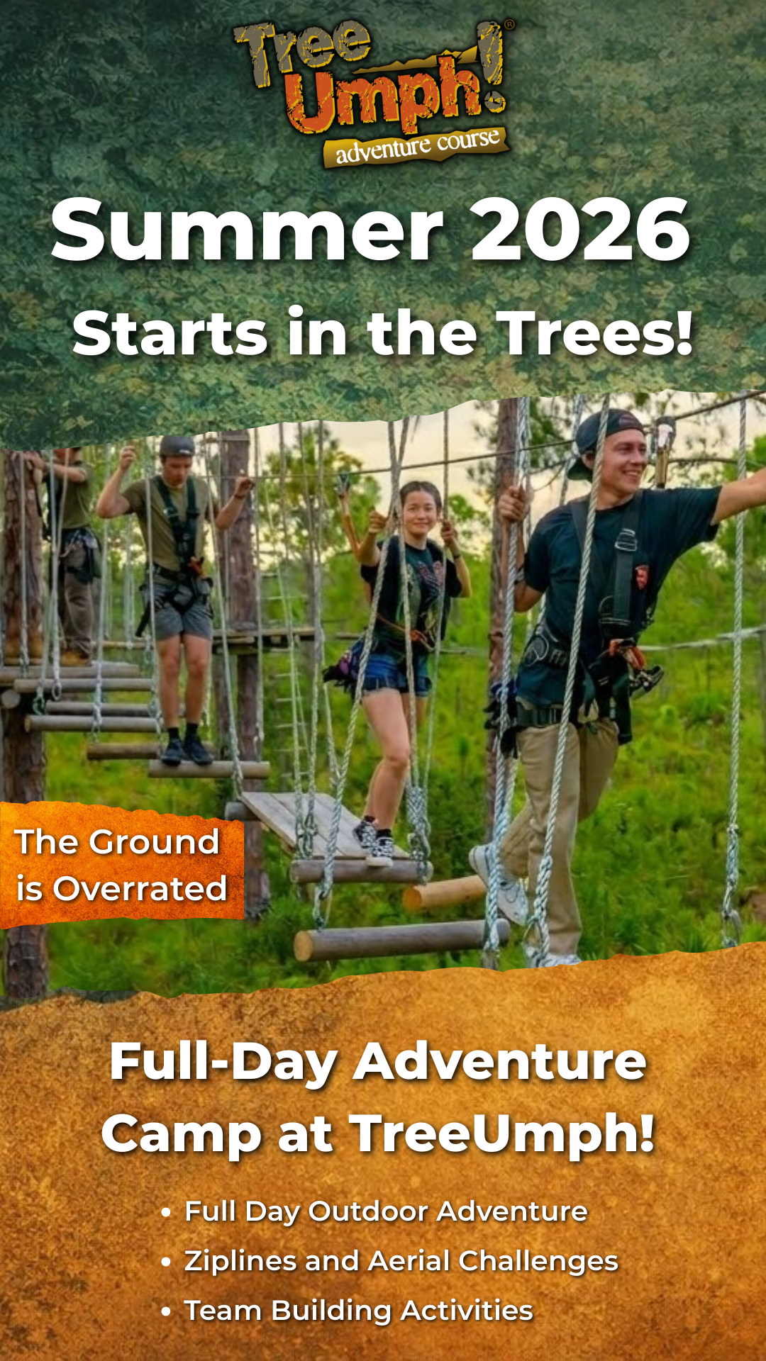 TreeUmph! Adventure Course Facebook ad from Mar 25, 2026