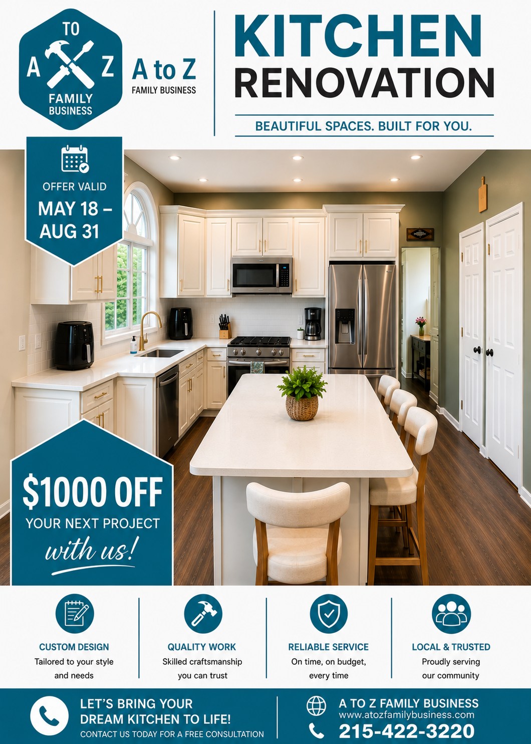 A to Z Family Business Facebook ad: Home Page