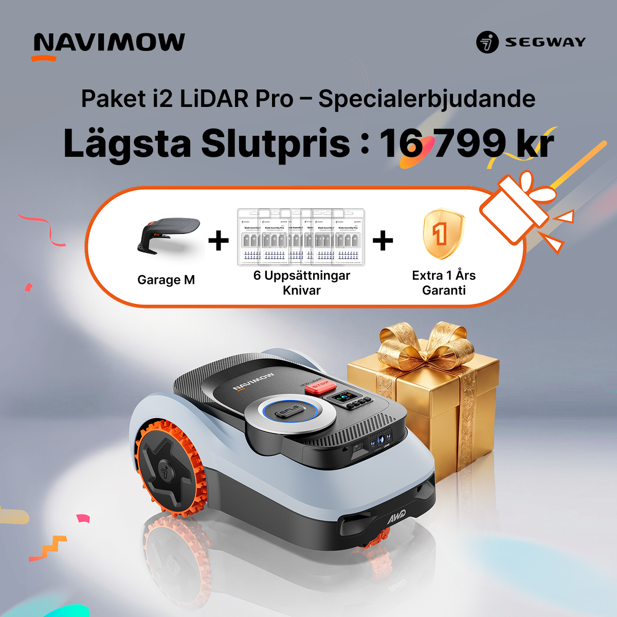 Segway Navimow Nordics Facebook ad: Navimow i2 LiDAR Pro Bekymmersfritt Paket, Årsomfattande…