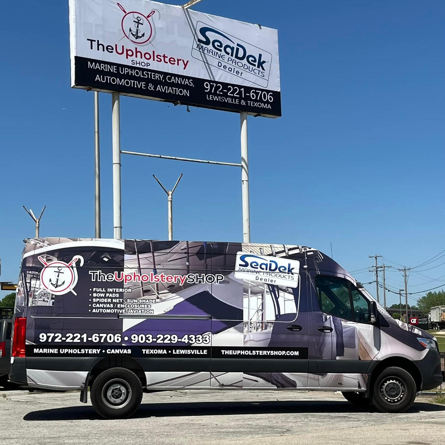 The Upholstery Shop Facebook ad: Lake Texoma, We’re Coming to You Tomorrow