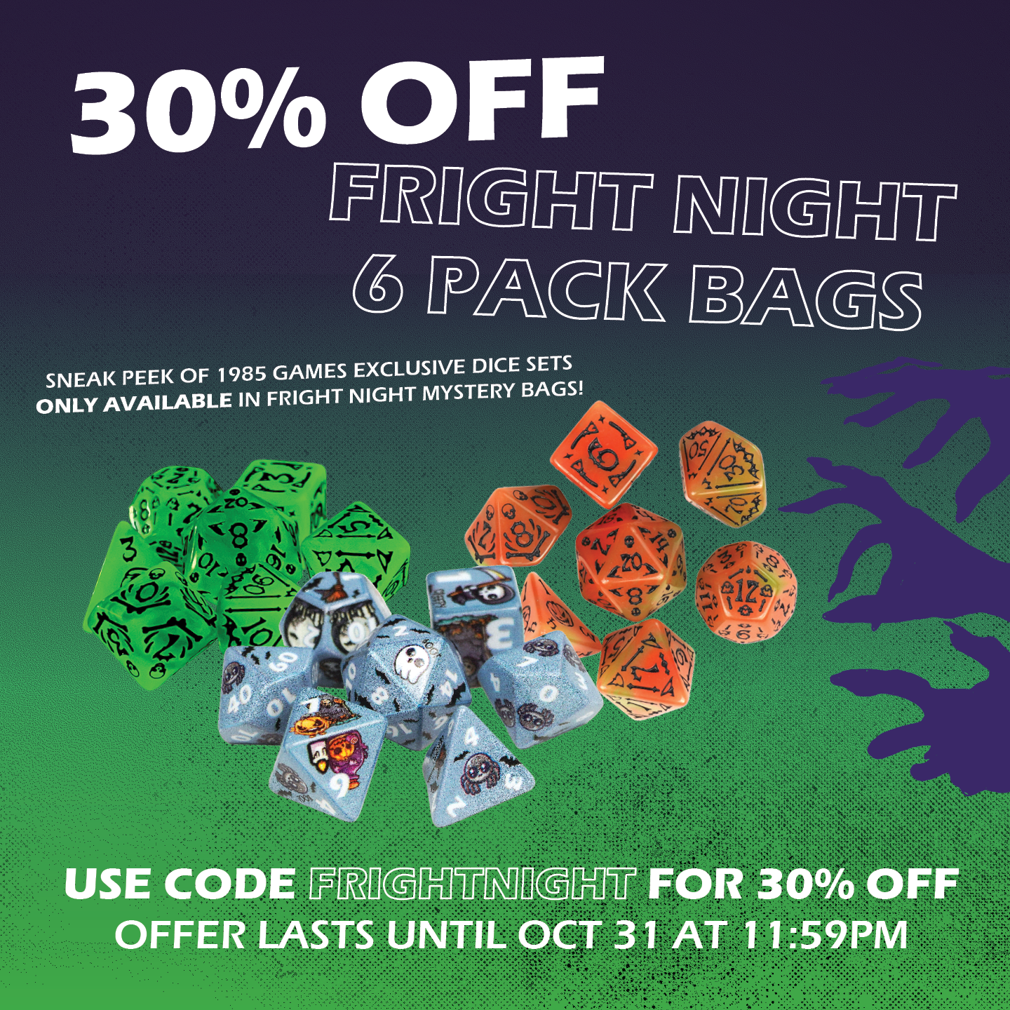 1985 Games Facebook ad: 6 Fright Night Packs $69.99