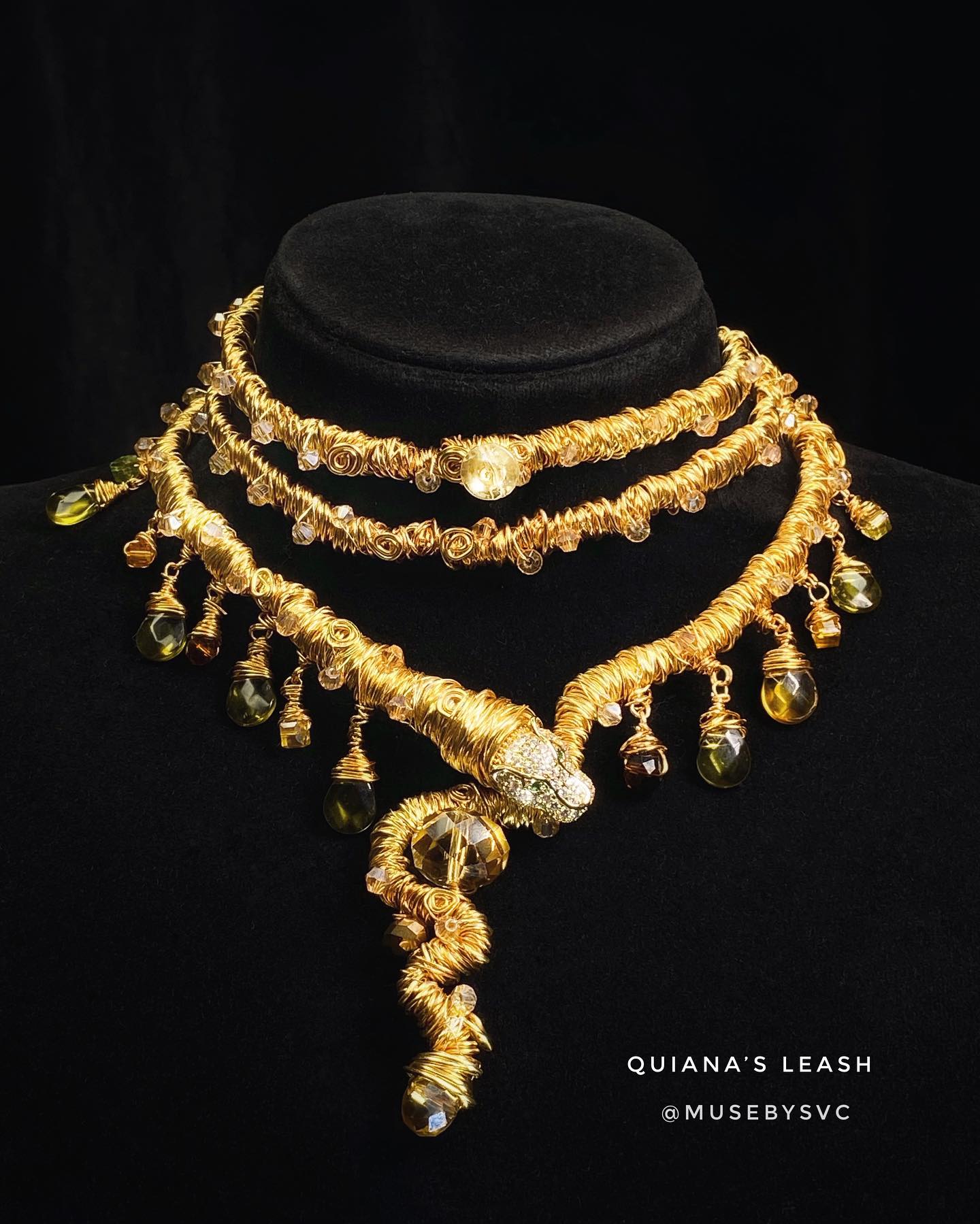Gems by svc Facebook ad: Quiana’s leash is a three stack golden choker…