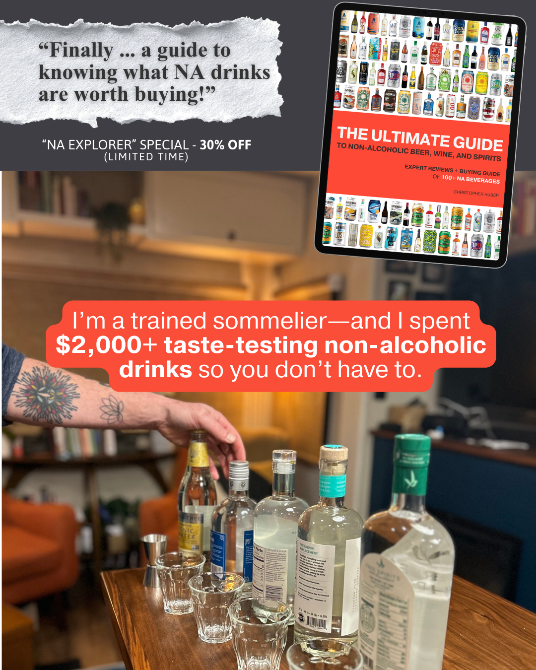 Everyday Monk Facebook ad: Never waste money on bad non-alcoholic drinks again
