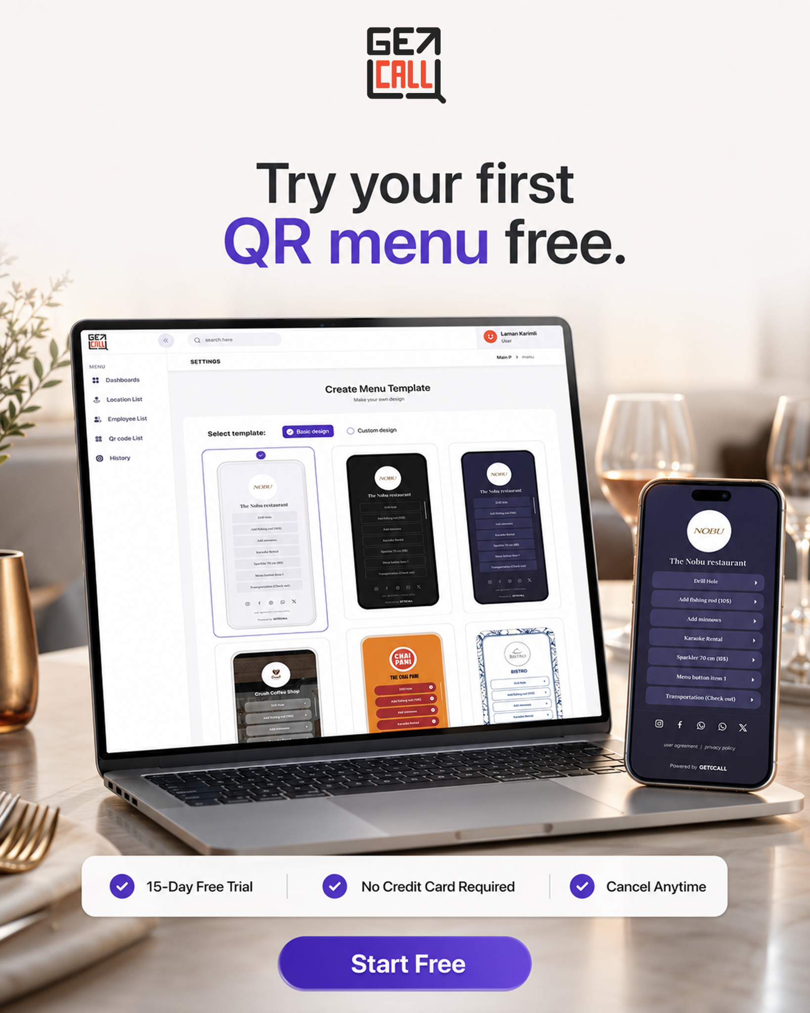 GET Q CALL Facebook ad