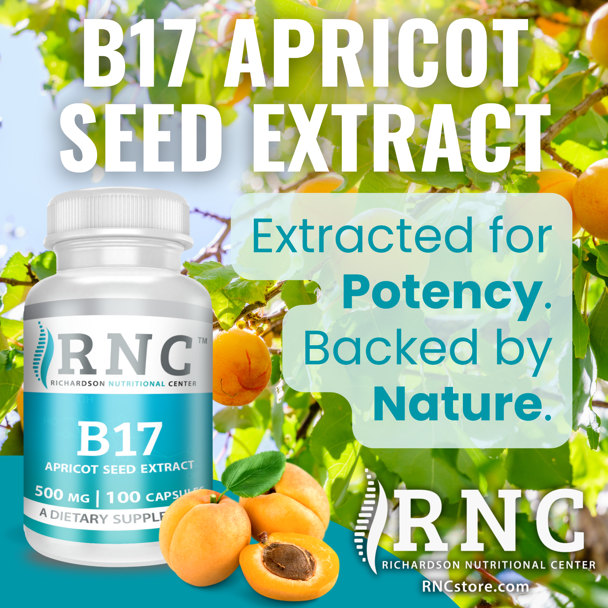 Richardson Nutritional Center Facebook ad: B17 500mg, Apricot Seed Extract