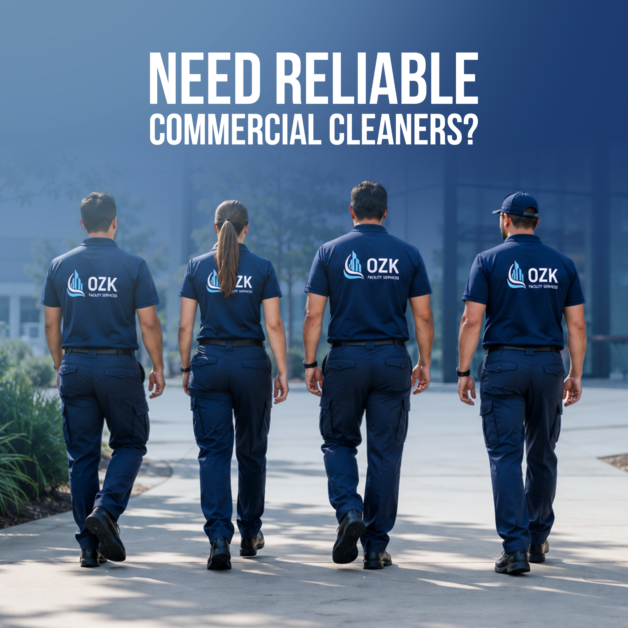OZK Facility Services Facebook ad: Looking for a commercial cleaning partner you can…