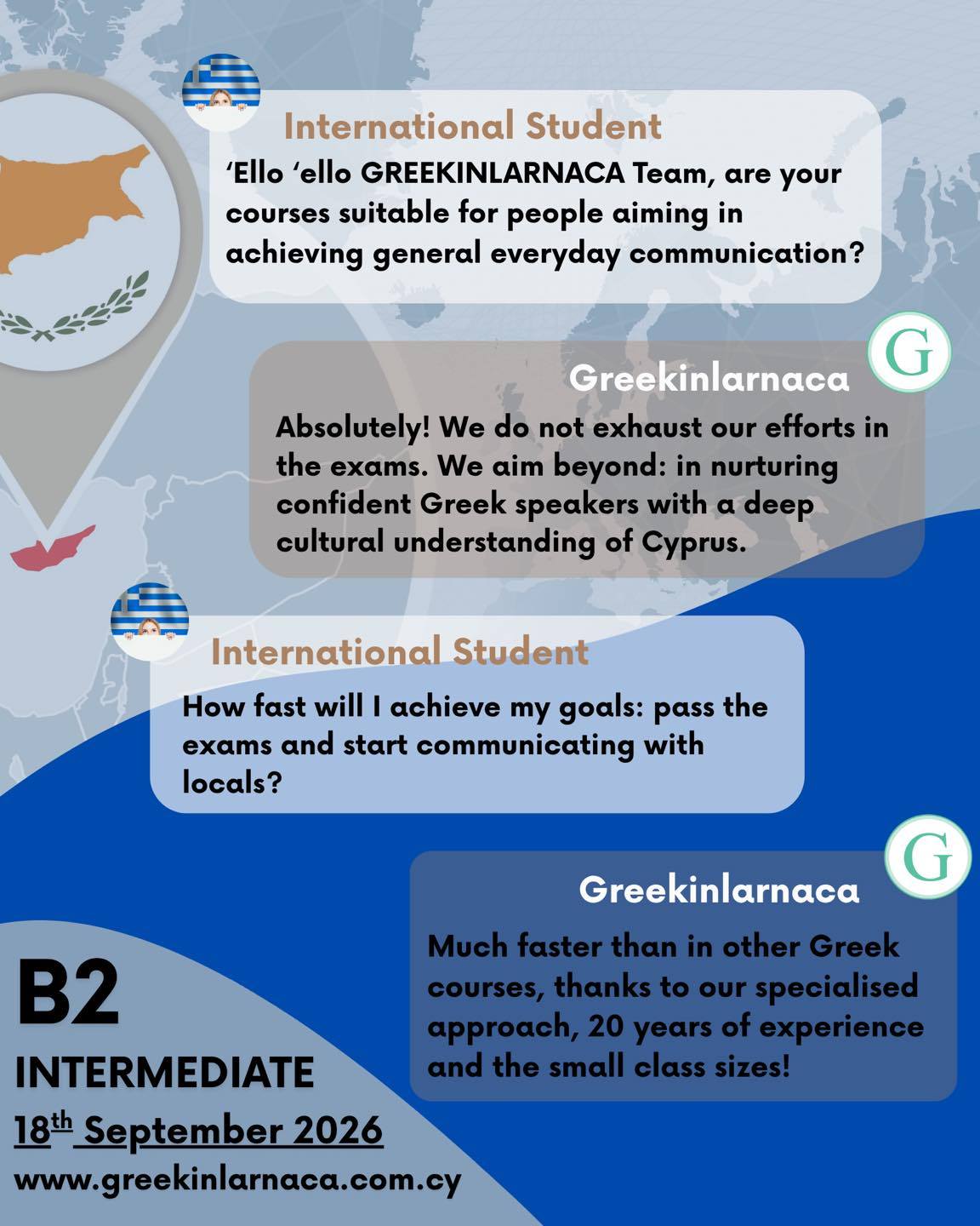 Learn Greek in Cyprus / Learn4Good Larnaca Facebook ad