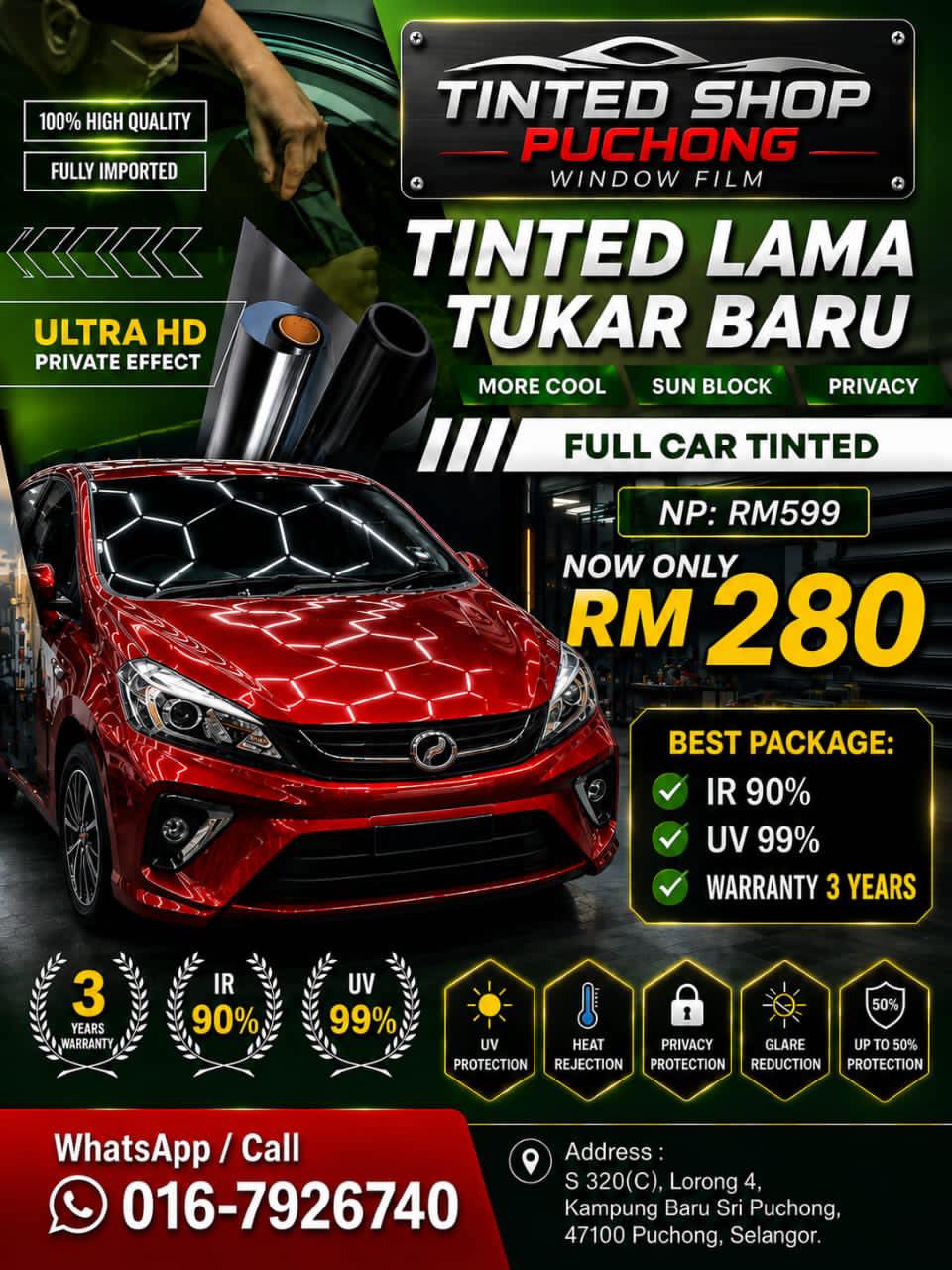 Tinted Shop - Puchong Facebook ad: PROMOSI TINTED KERETA FULL SET, PUCHONG