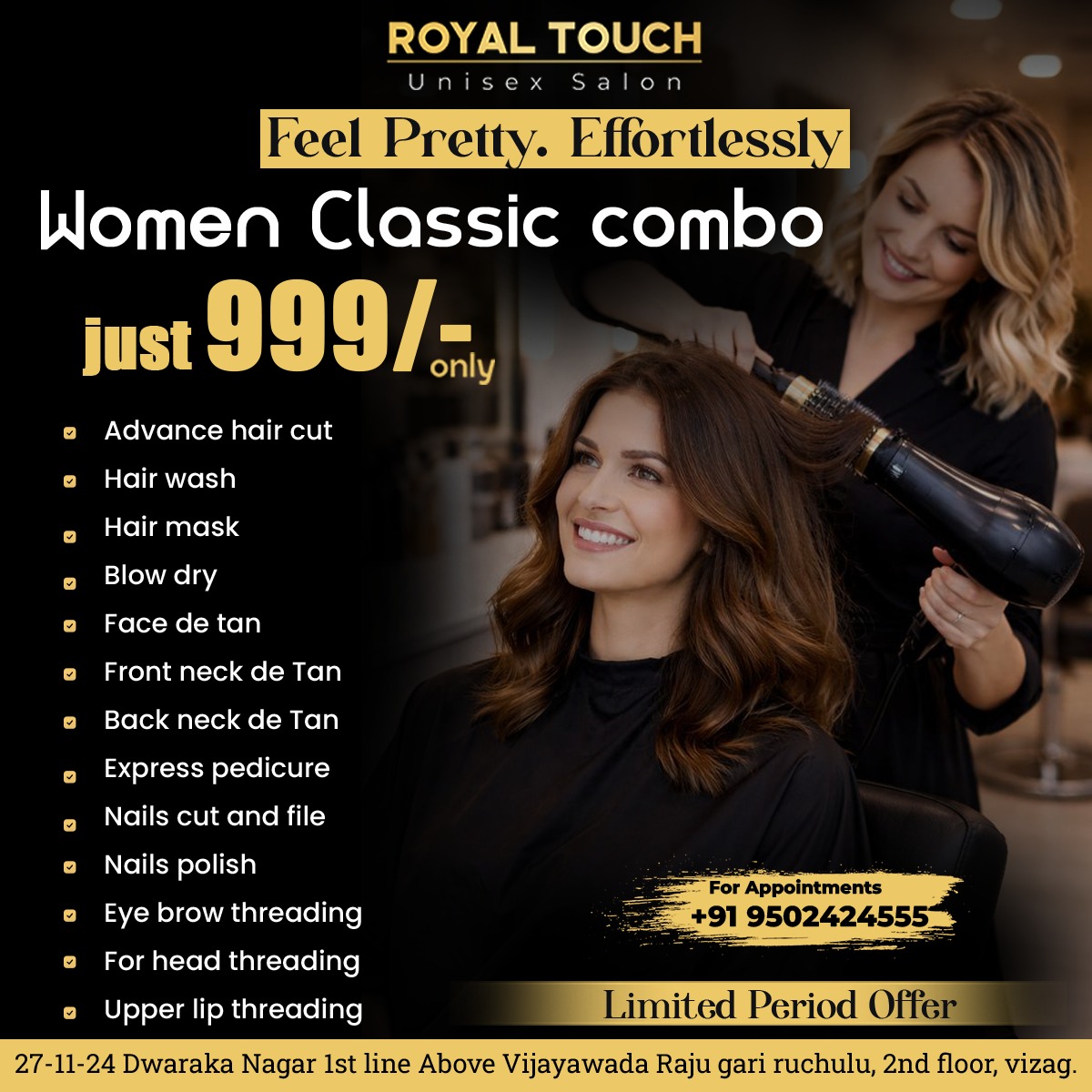 Royal Touch unisex salon Facebook ad