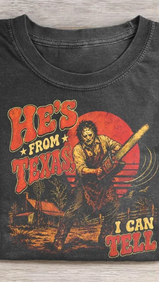 VanceMade Facebook ad: He's From Texas Vintage Horror Tee