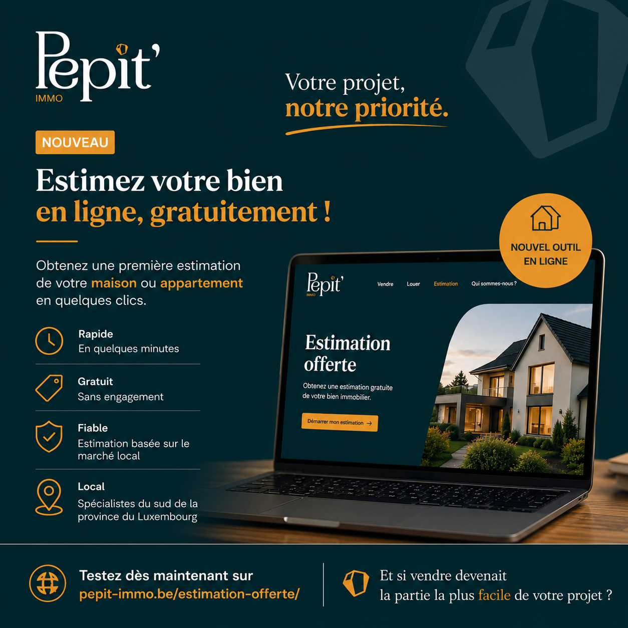 Pepit-immo Facebook ad: Estimation offerte - Pepit-immo
