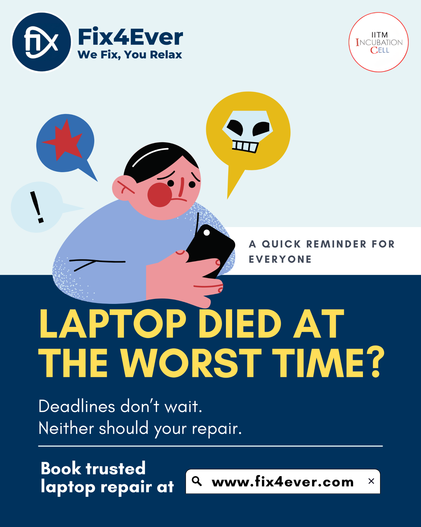Fix4Ever India Facebook ad: Laptop Trouble?