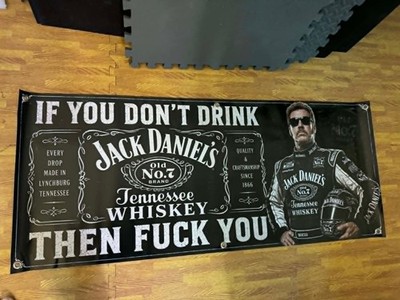 Ultimate Mancave Decor Facebook ad: Jack Daniels Ricky Bobby Banner 48x20 Funny Whiskey…