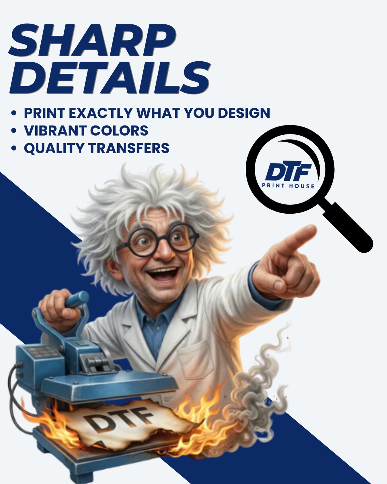 DTF Print House Facebook ad: Upload DTF Gang Sheet, Custom Transfer Printing