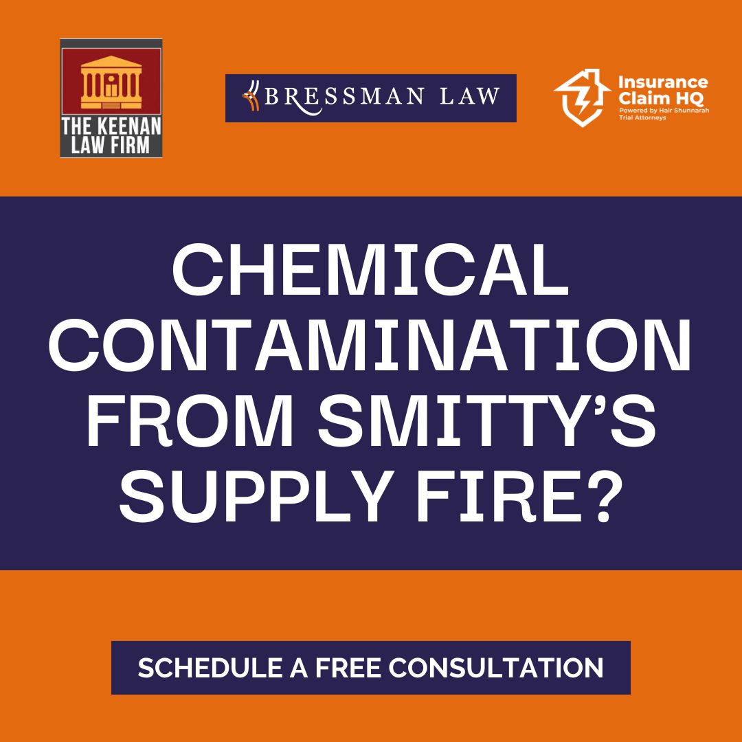 Bressman Law Facebook ad: Roseland Fire Toxicity Alert