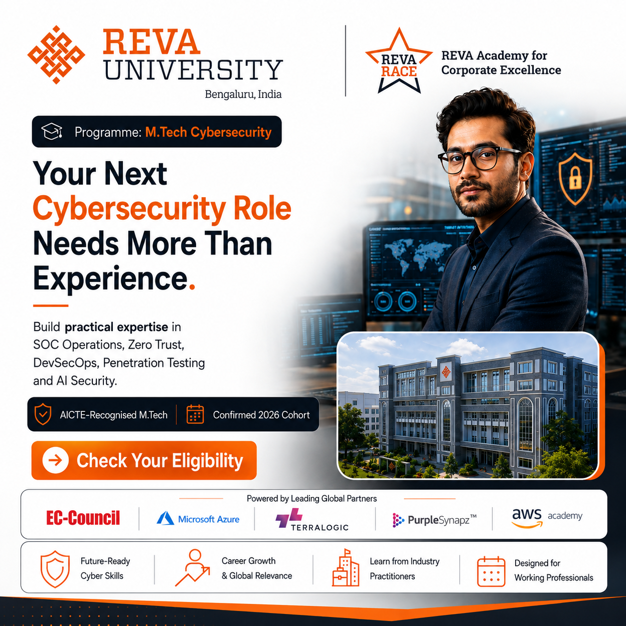 REVA Academy for Corporate Excellence - RACE Facebook ad: Become a Cybersecurity Expert