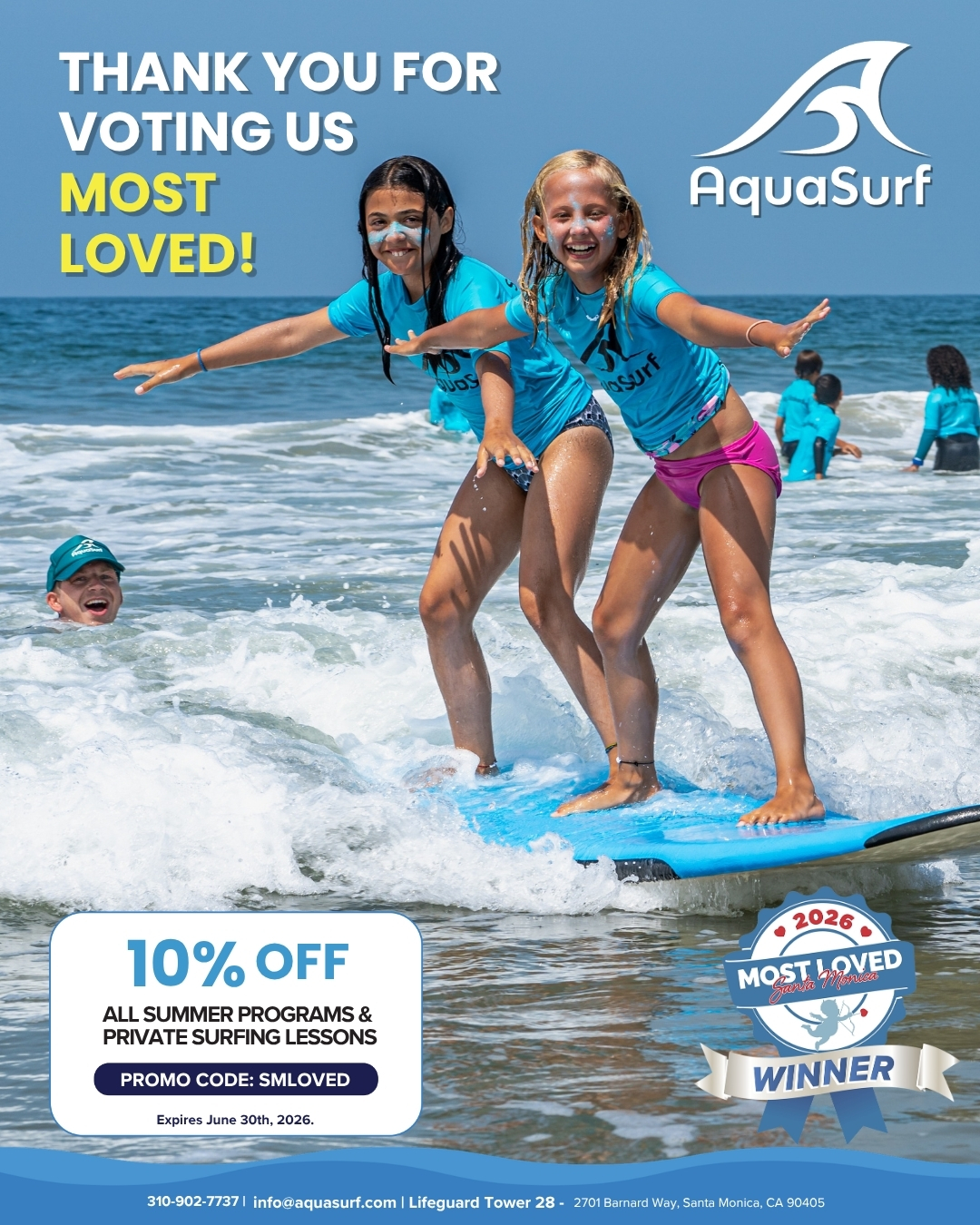 Aqua Surf School Facebook ad