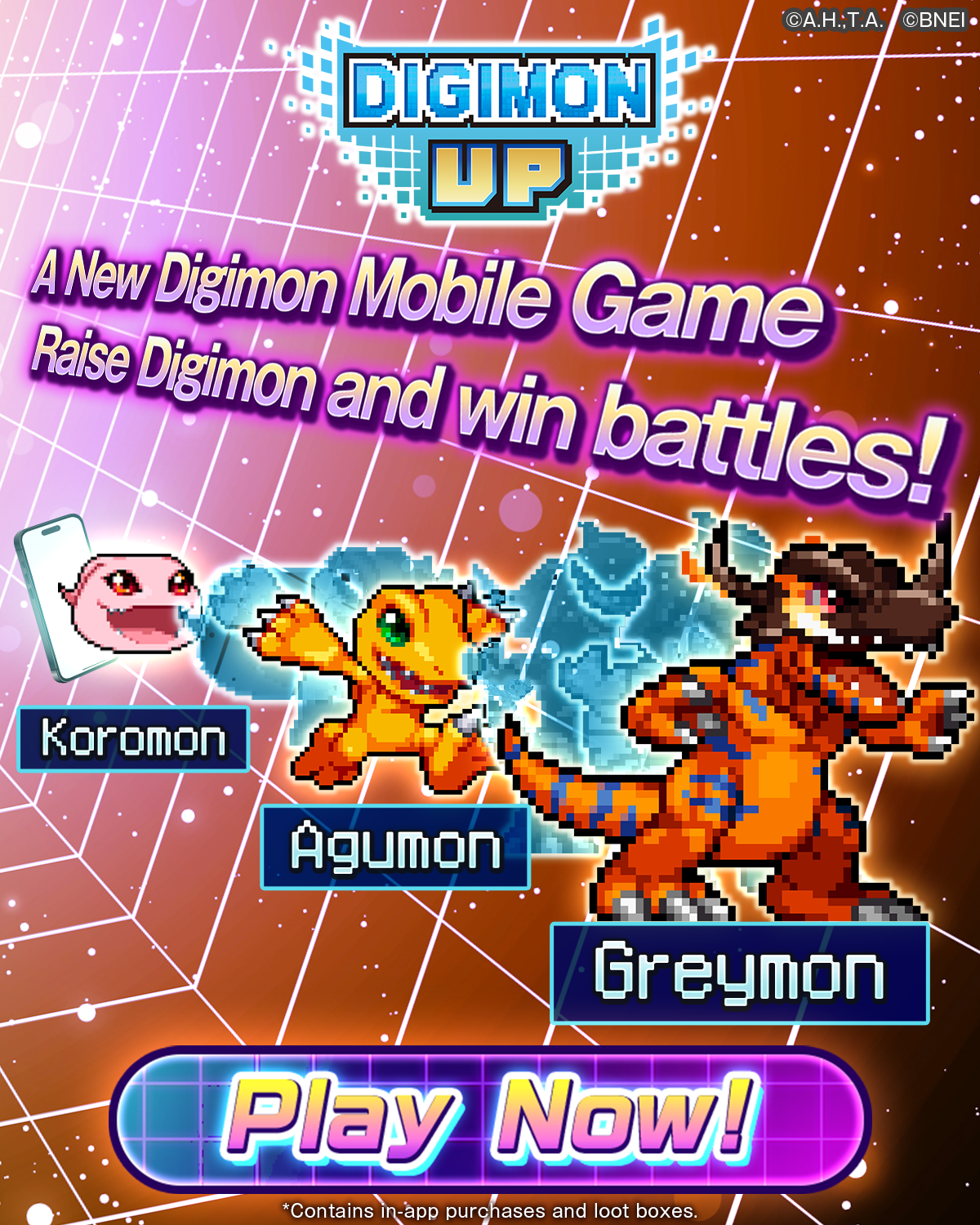 Digimon UP Facebook ad from Jul 15, 2026
