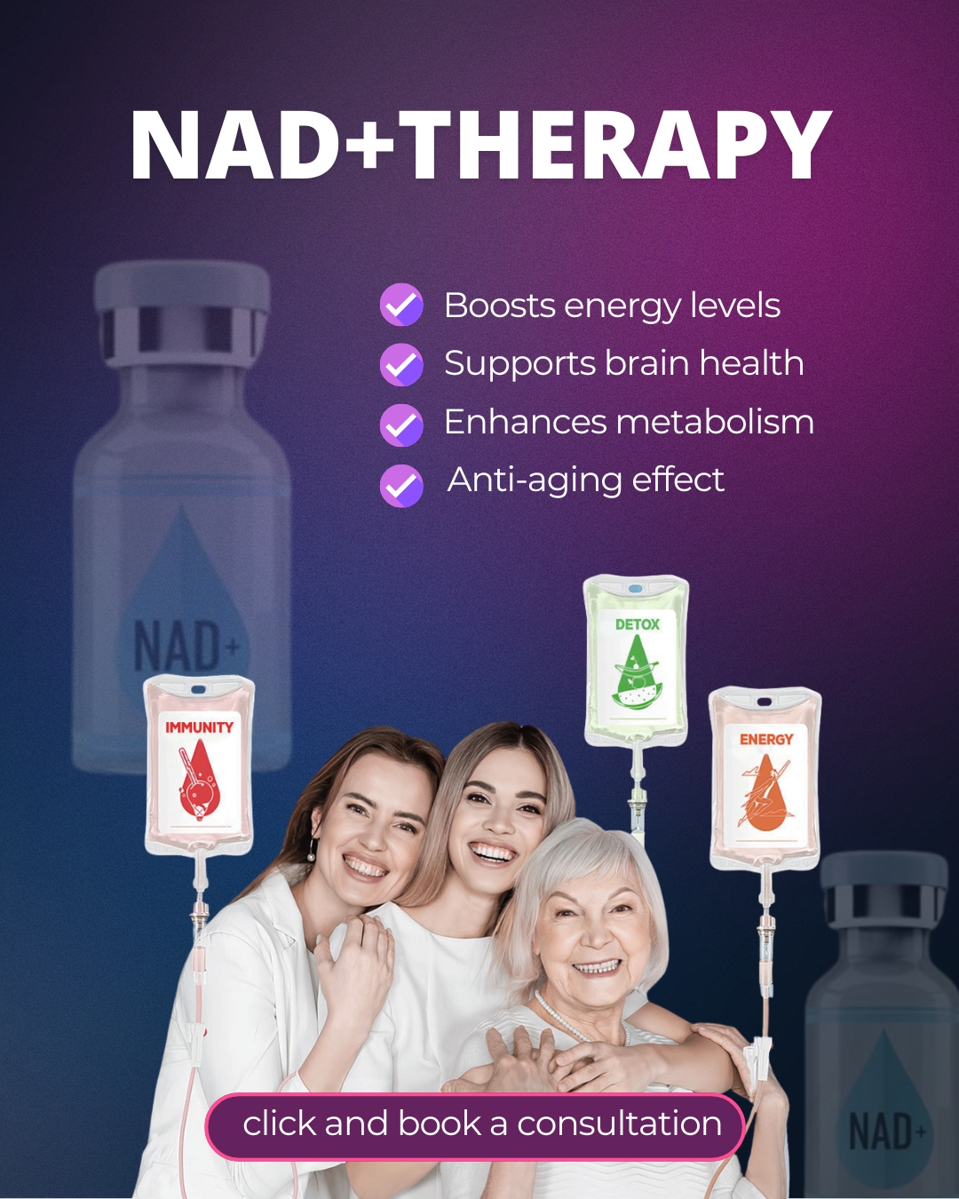 Belfiore Aesthetics Facebook ad: NAD+ Therapy