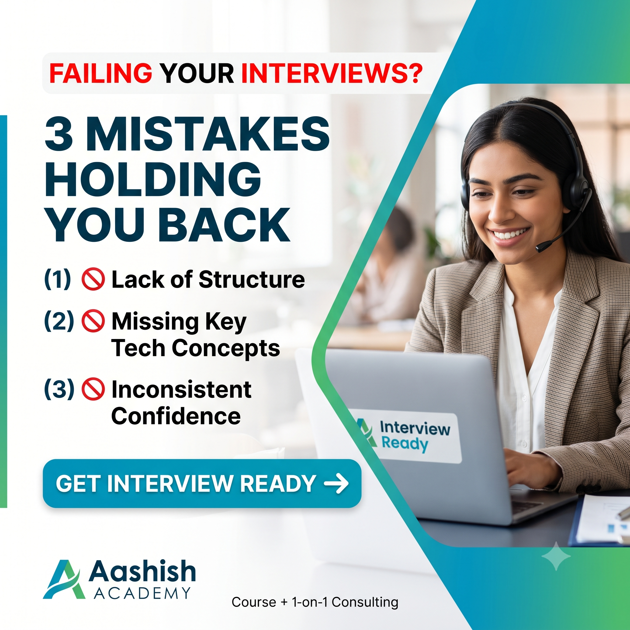 Aashishacademy Facebook ad: Get mock interview and consutation for job