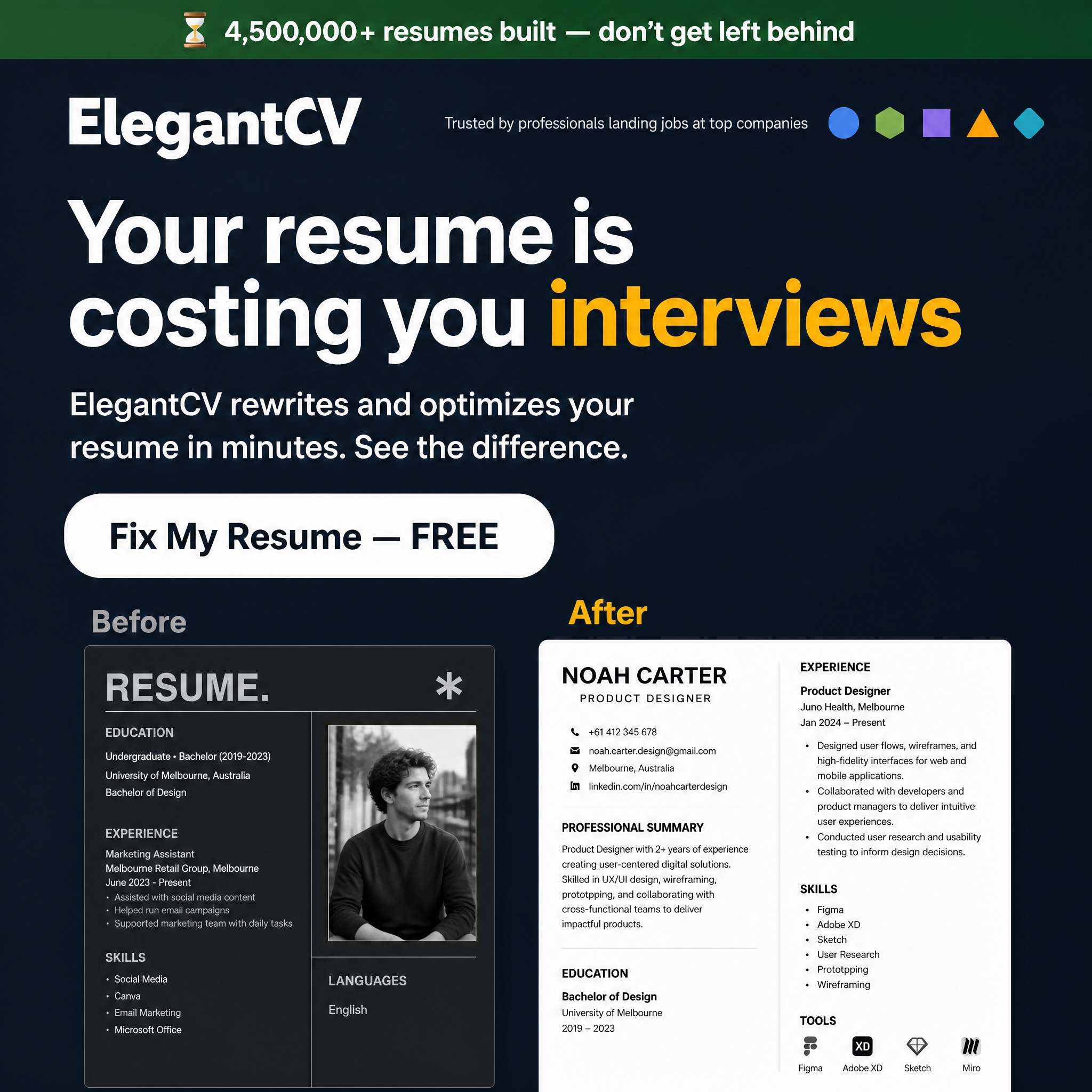 Elegant CV Facebook ad