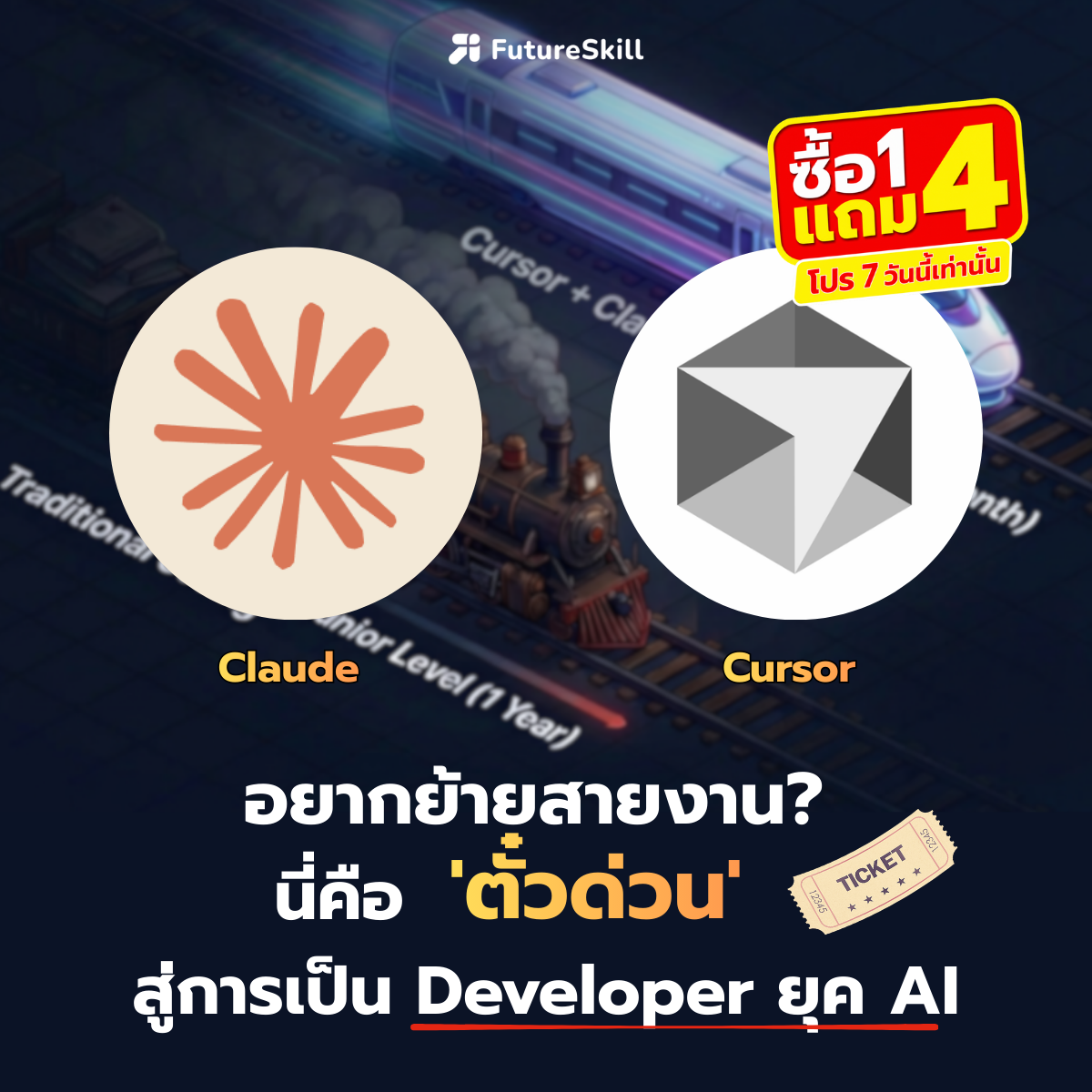 Coding Academy by FutureSkill Facebook ad: เฉพาะช่วงนี้! ซื้อ 1 แถม 4 สมัควันนี้ รับฟรีทันที