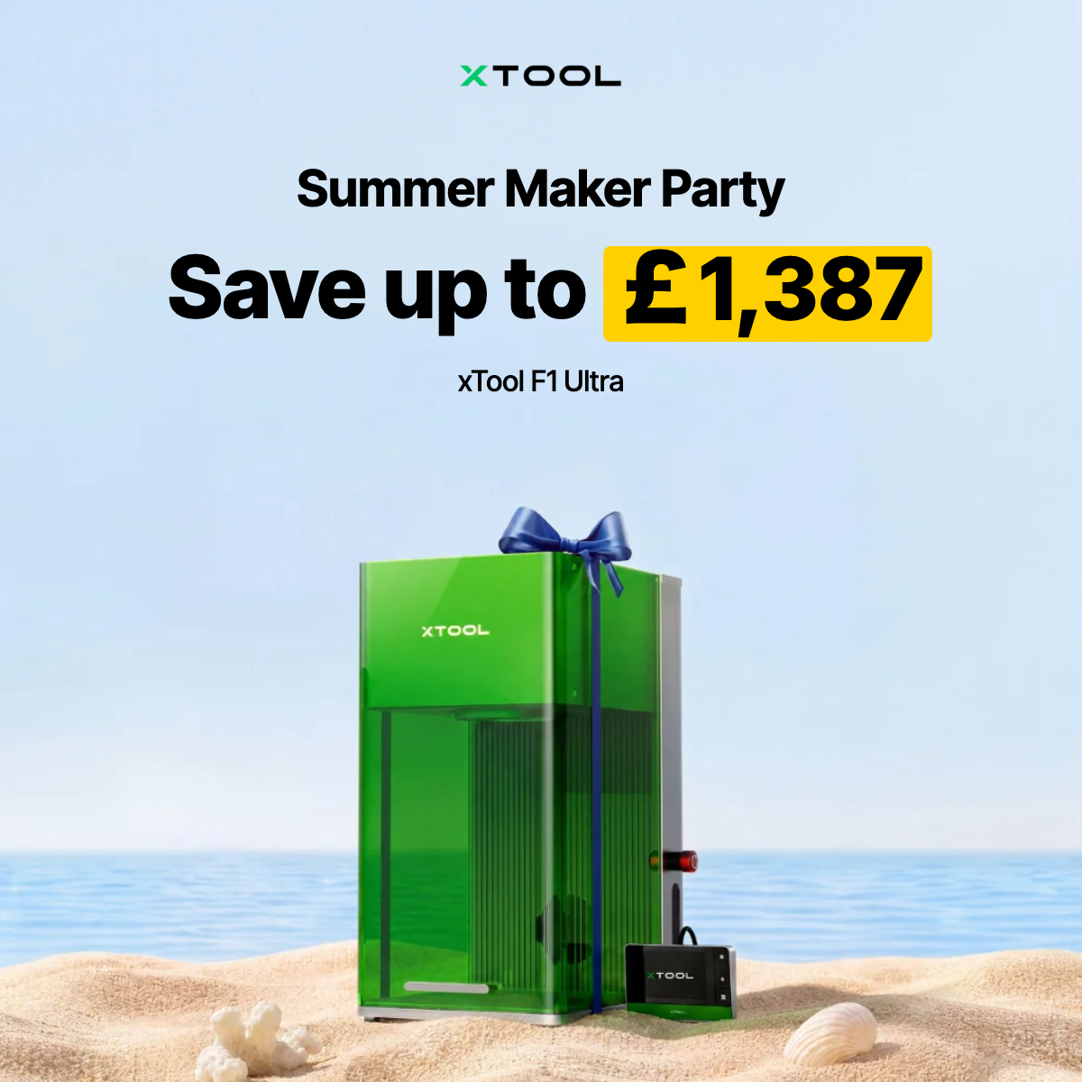 xTool Facebook ad: Save Up to £1,387 on xTool F1 Ultra