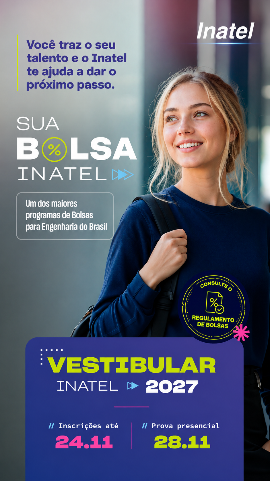 Inatel Tecnologias Facebook ad: Vestibular Inatel 2027