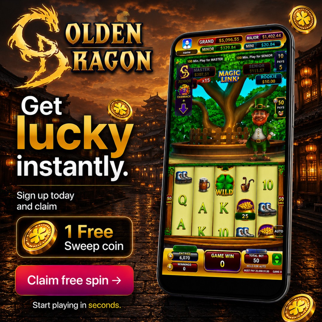 Luck Shack Online Facebook ad: Golden Dragon Awaits