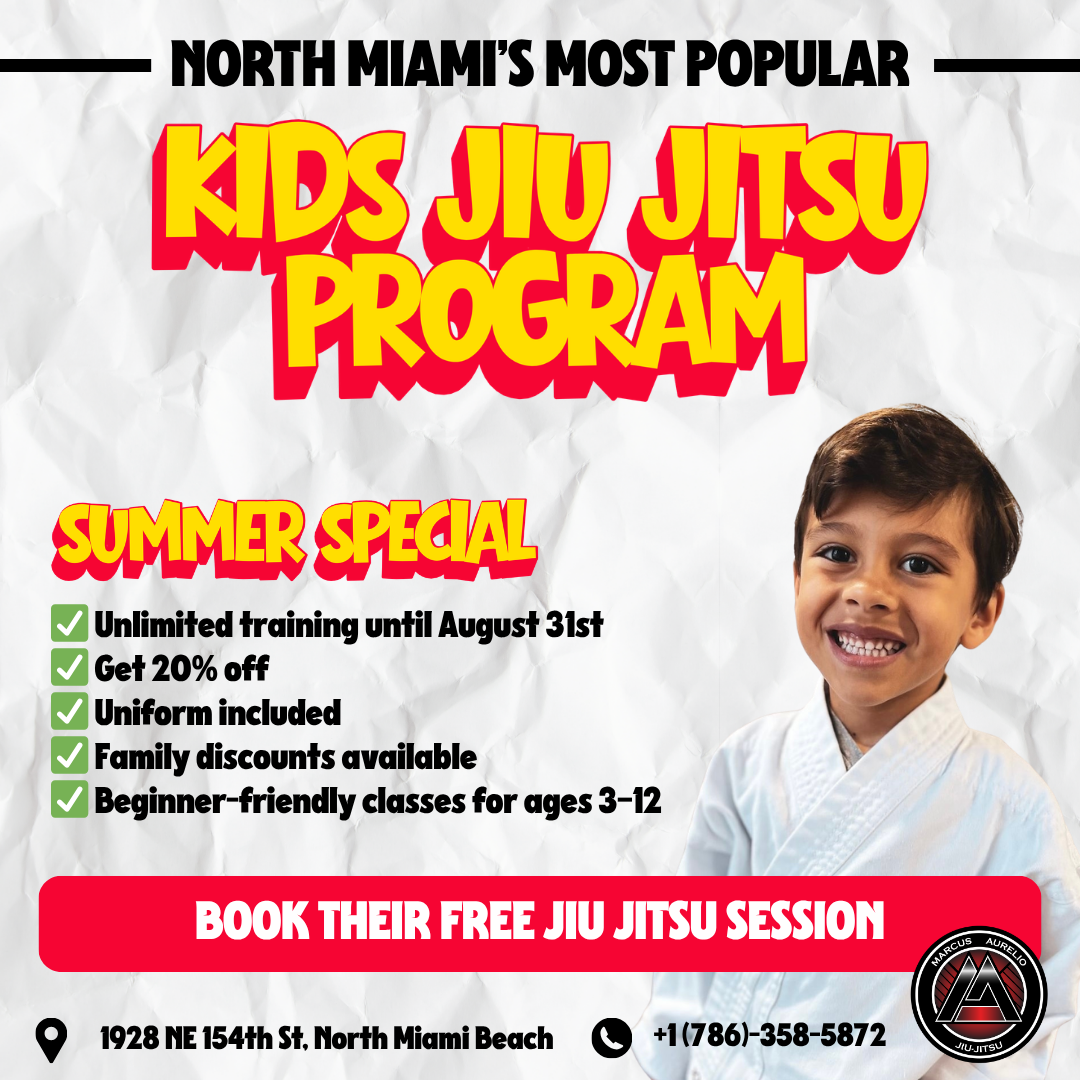 Marcus Aurelio Jiujitsu Academy Facebook ad: Kids Summer Jiu Jitsu Program: Secure Spot Today