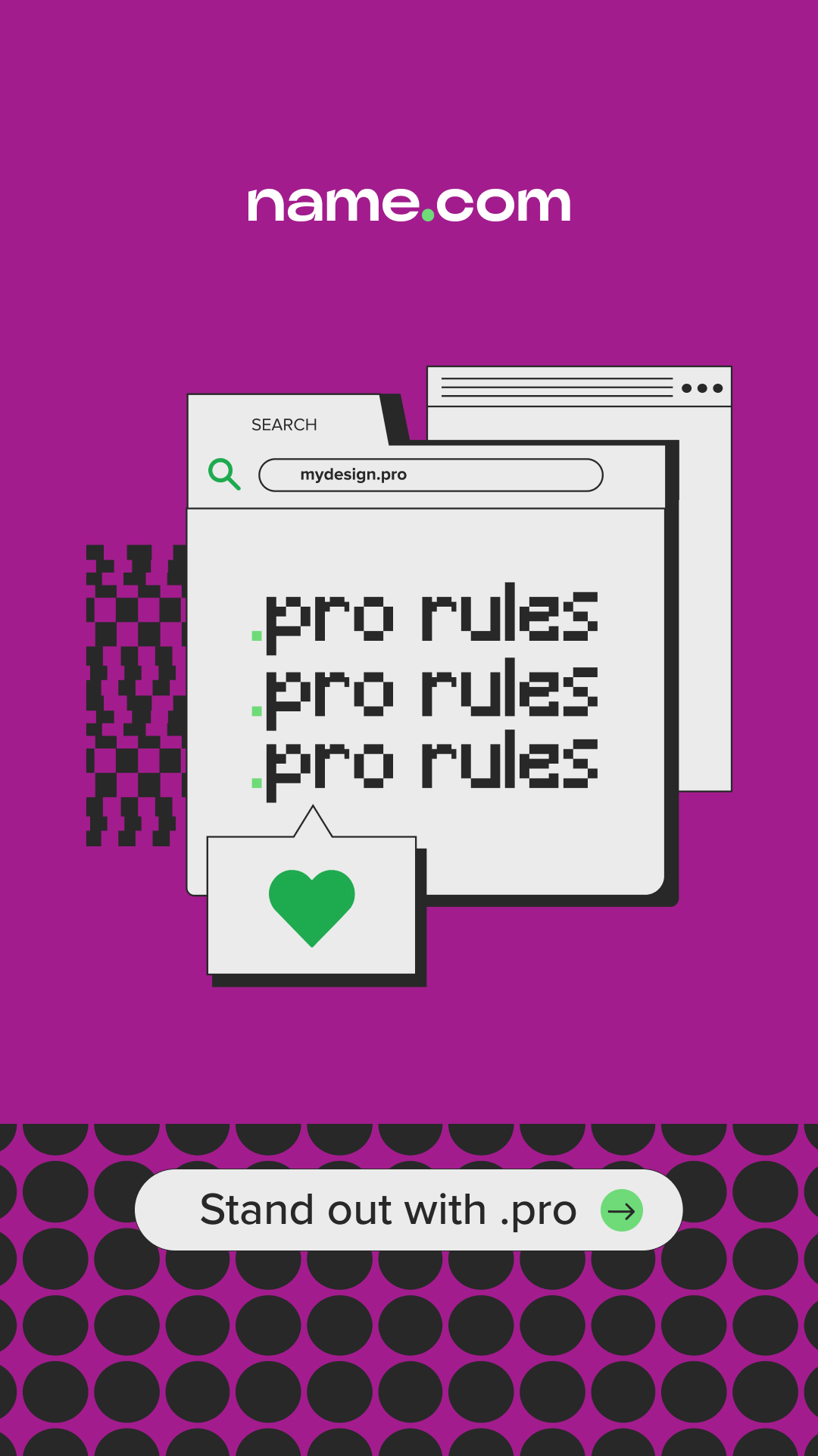 name.com Facebook ad: Claim your.pro today!