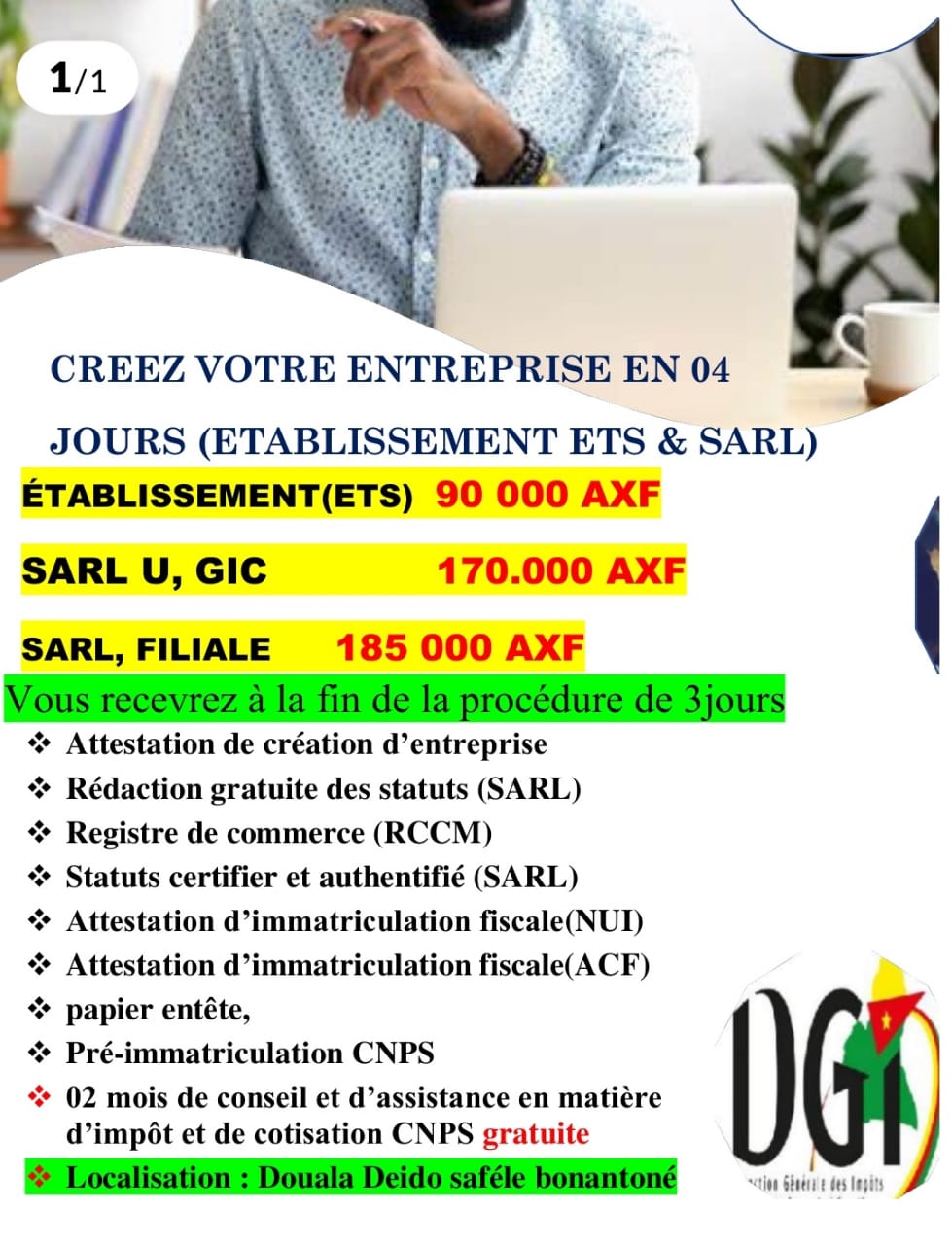 Digi- Tax Consulting Facebook ad: Transformez votre idée où business en entreprise!
