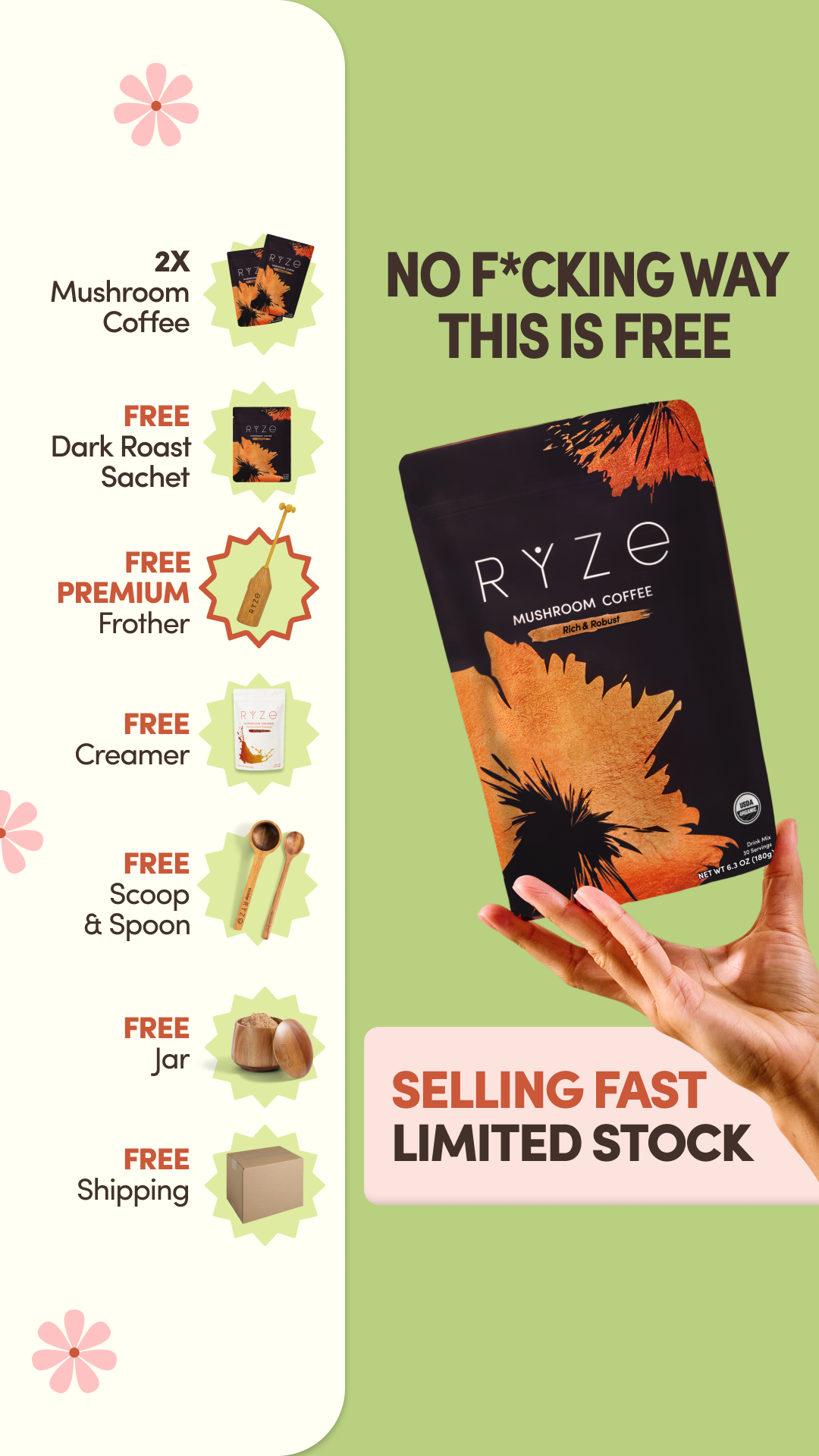 RYZE Superfoods Facebook ad