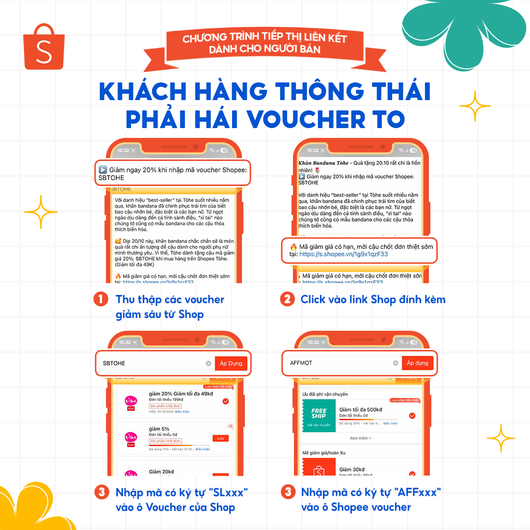 Shopee - Tiếp thị liên kết dành cho Người Bán Facebook ad: KHÁCH HÀNG THÔNG THÁI - PHẢI HÁI VOUCHER TO