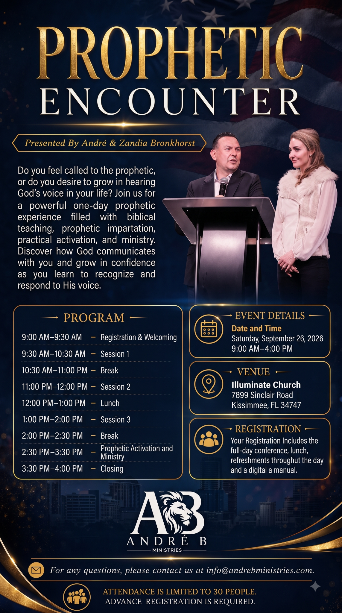 Andre Bronkhorst Ministries Facebook ad