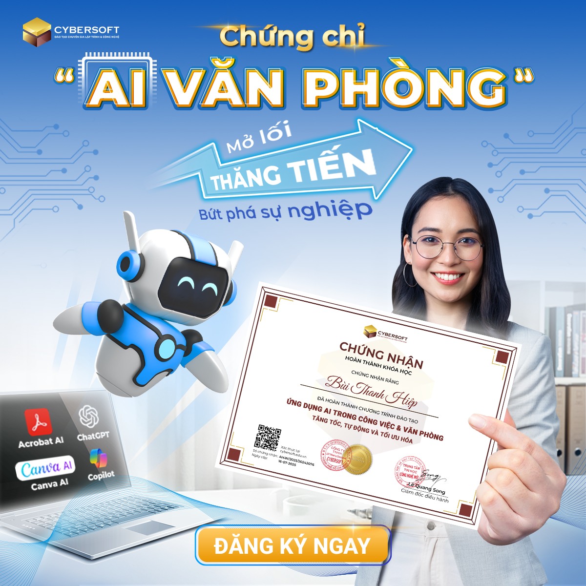 CyberSoft - Đào tạo Ứng dụng AI Văn phòng Facebook ad