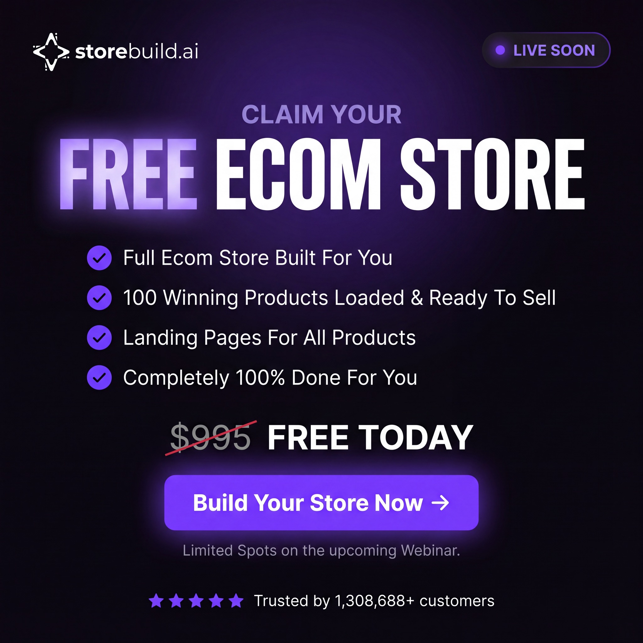 Free Ecom Store Facebook ad: Save Your Spot - Live Build Starts Soon