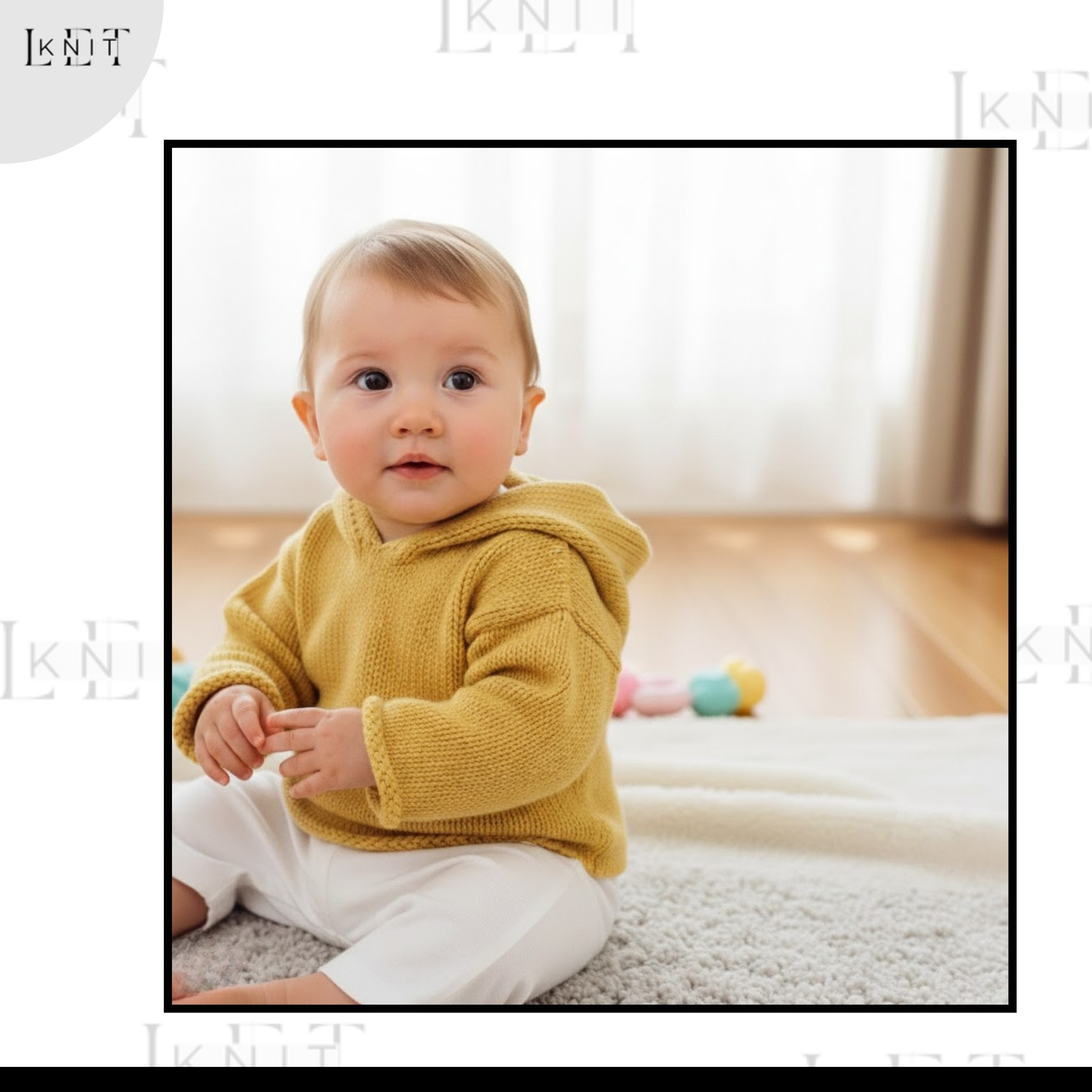 Let's Knit Facebook ad: Unisex Little Hoodie Sweater Knitting Pattern