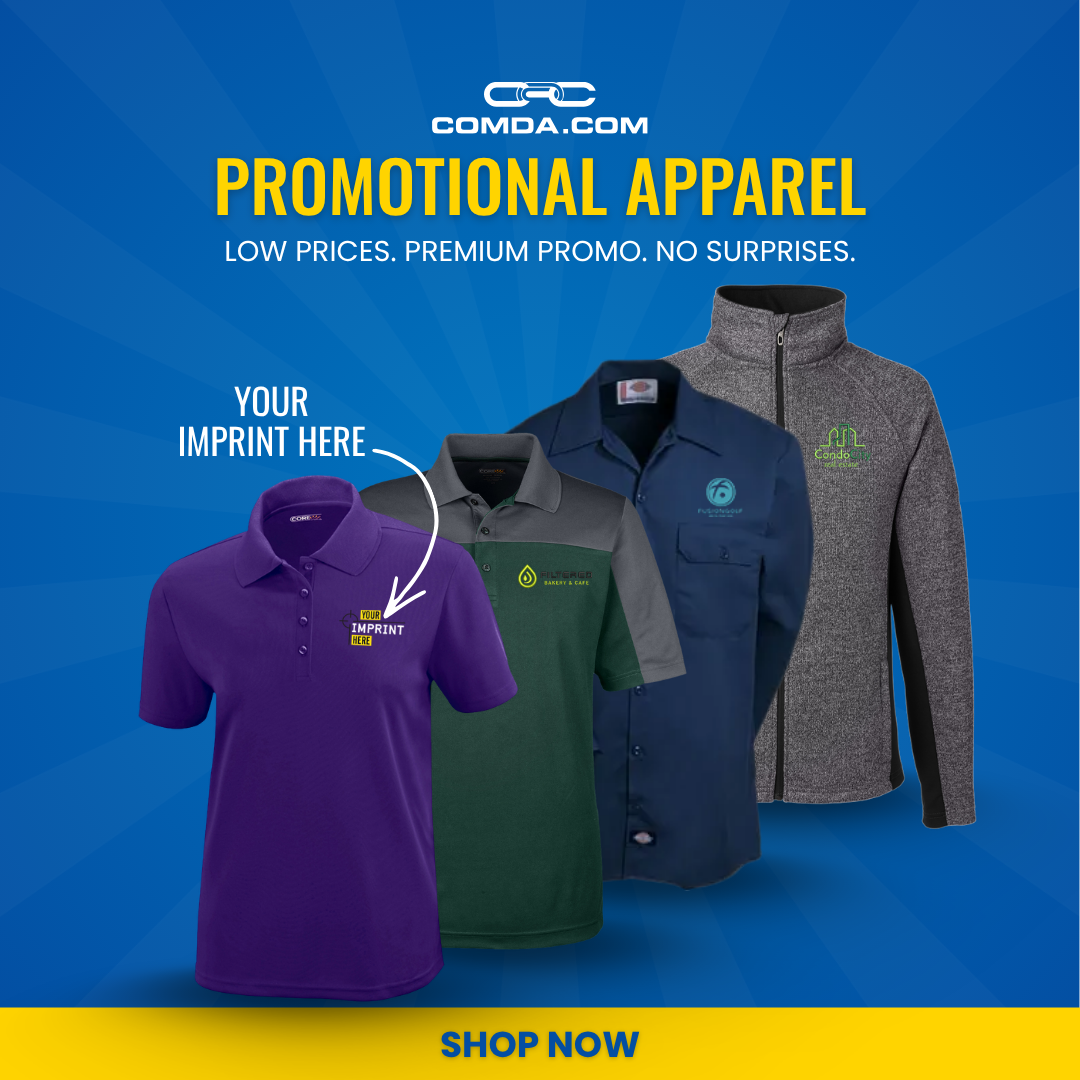COMDA Advertising Facebook ad: Promotional Clothing With Your Logo - T Shirts, Polos…