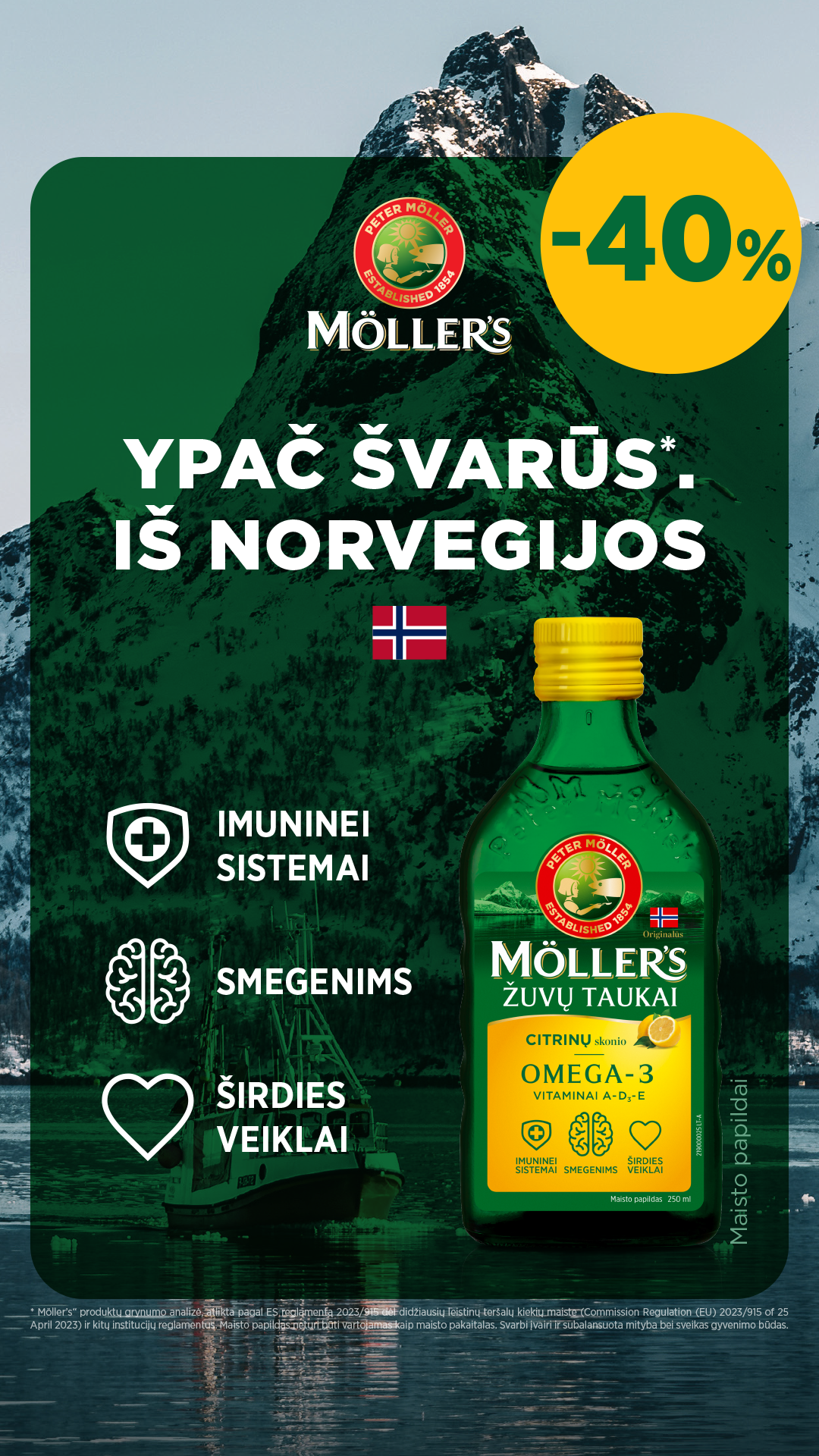 Möller’s žuvų taukai Facebook ad: Aukštos kokybės omega-3 maisto papildai!