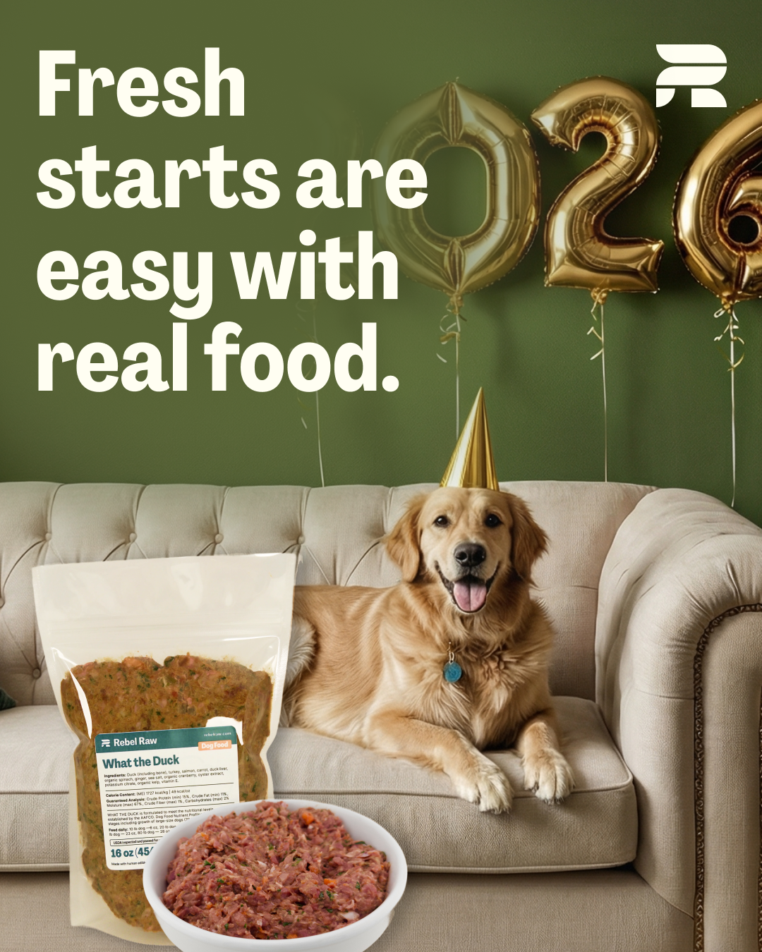 Rebel Raw Facebook ad: A Fresh Start Needs Fresh Food