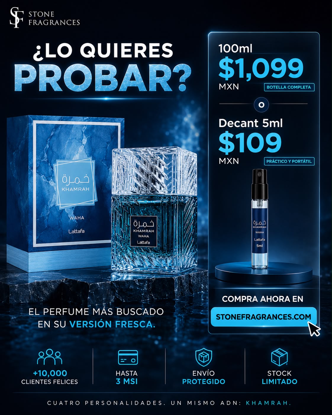 Stone Fragrances México Facebook ad: Huele Caro, paga barato