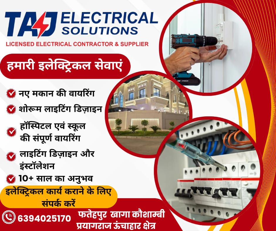 TAJ Electrical solutions Facebook ad from Apr 20, 2026