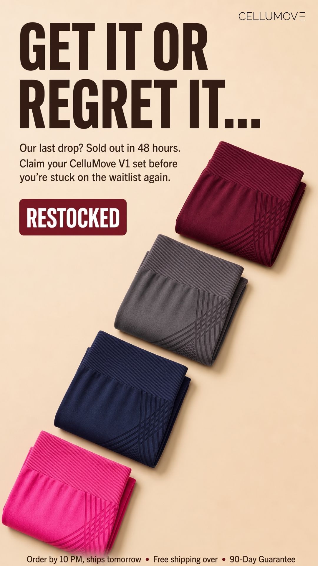 Cellumove Facebook ad: Buy 1 Legging, Get 1 FREE, limited time!